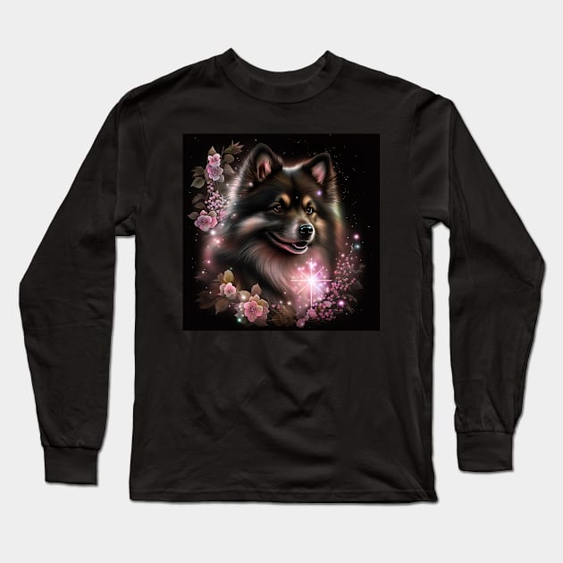 Shimmery Finnish Lapphund Long Sleeve T-Shirt by Enchanted Reverie